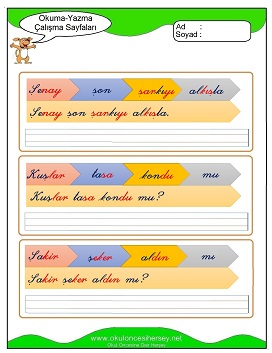 ş sesi Çalışma Sayfaları